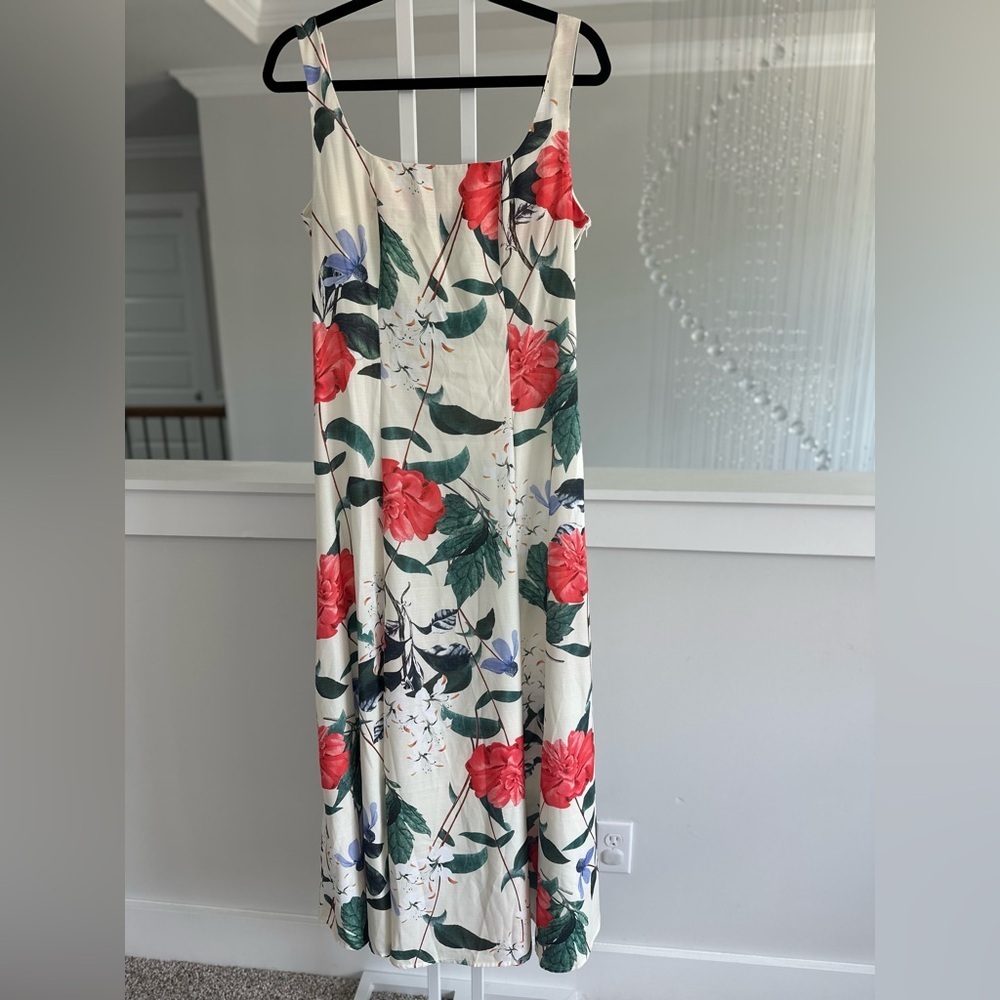 Commense Floral Maxi Dress - White with Red and Green Accents - Picture 8 of 9